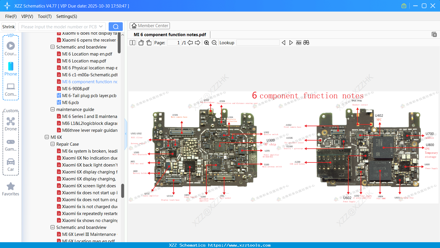 Xiaomi MI 6 Component Function Notes